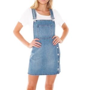 Free People Louise Overall Pinafore Dress Lightwash